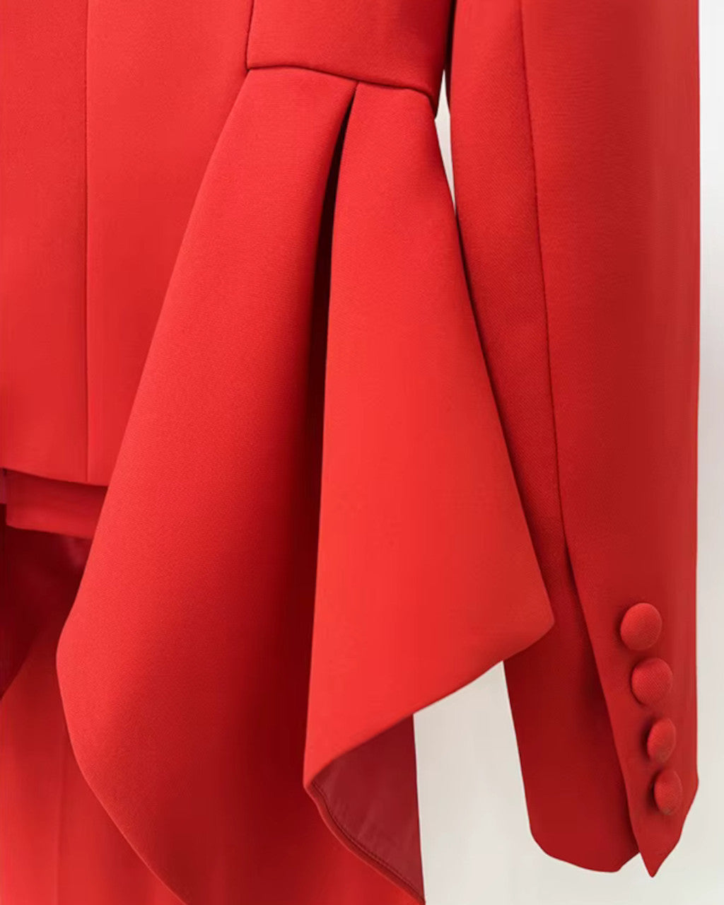 Long Sleeve Peplum Detail Suit Red