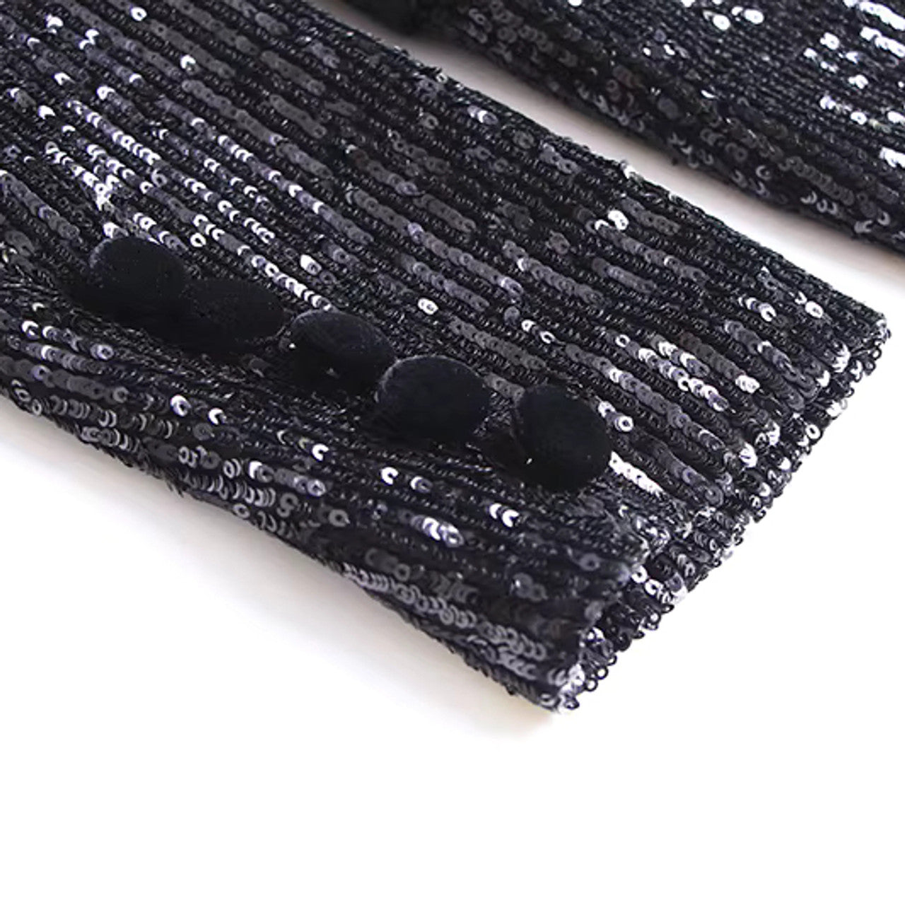 Long Sleeve Sequin Velvet Blazer Black