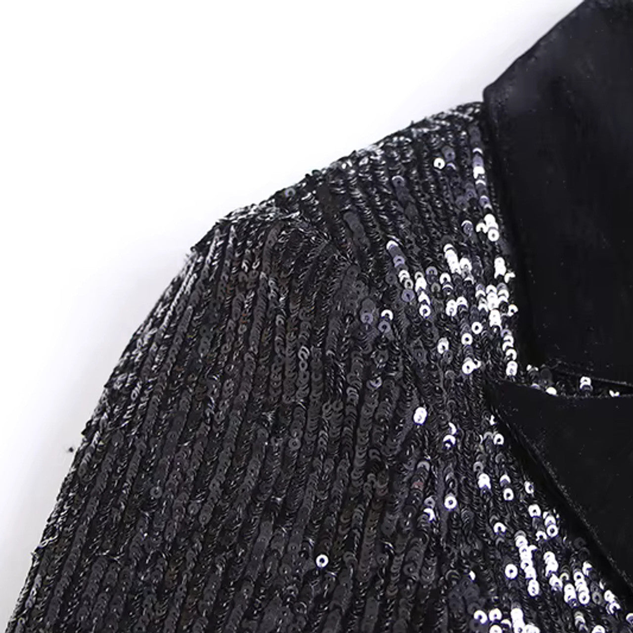 Long Sleeve Sequin Velvet Blazer Black