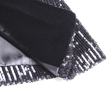 Long Sleeve Sequin Velvet Blazer Black