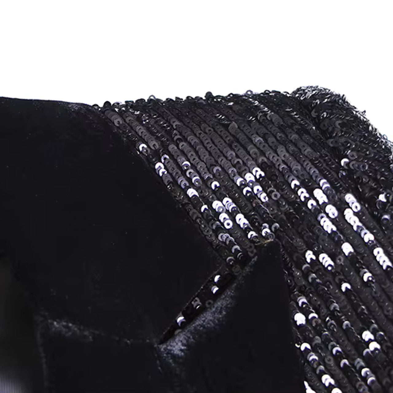 Long Sleeve Sequin Velvet Blazer Black