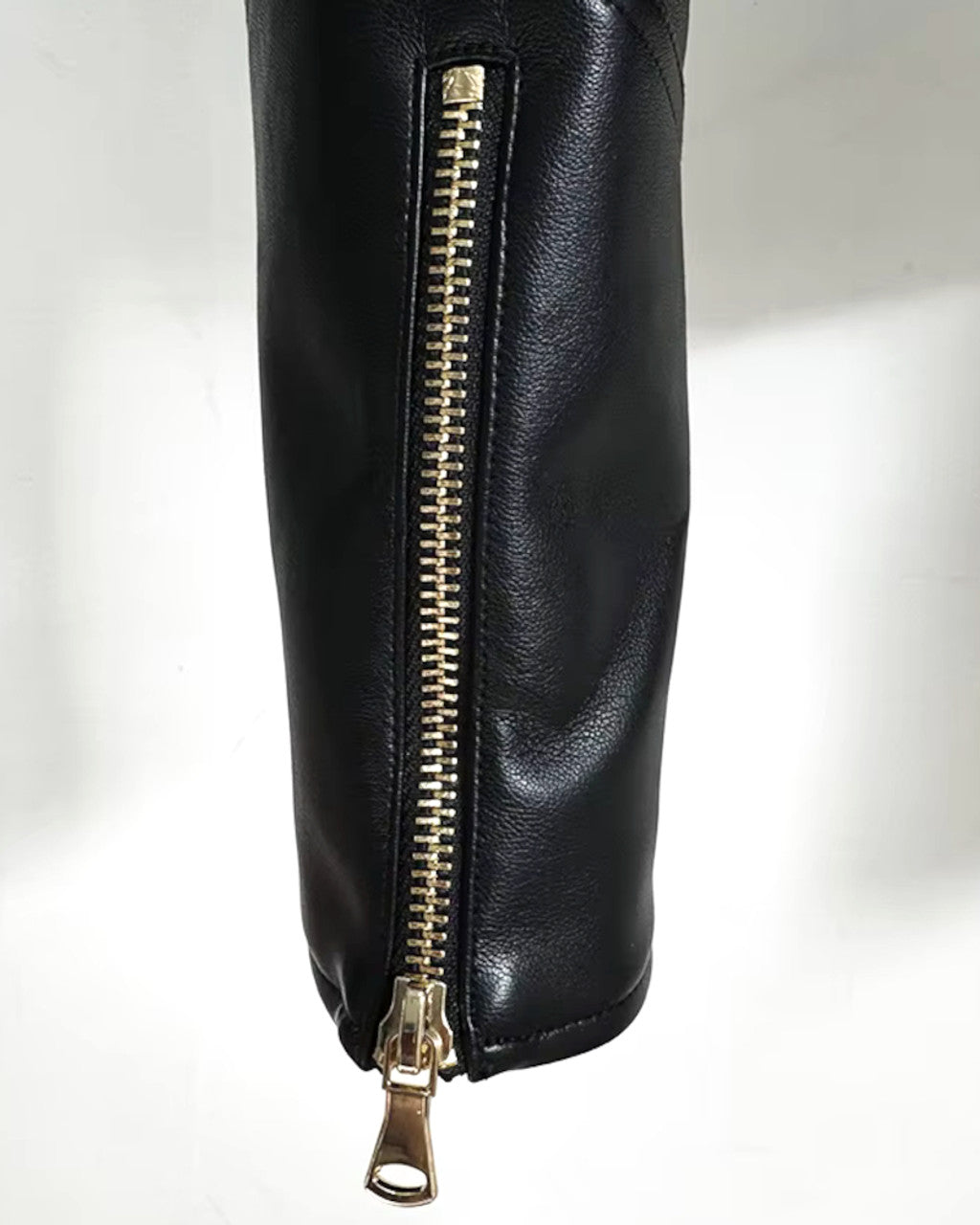 Long Sleeve Short Faux Leather Jacket Black