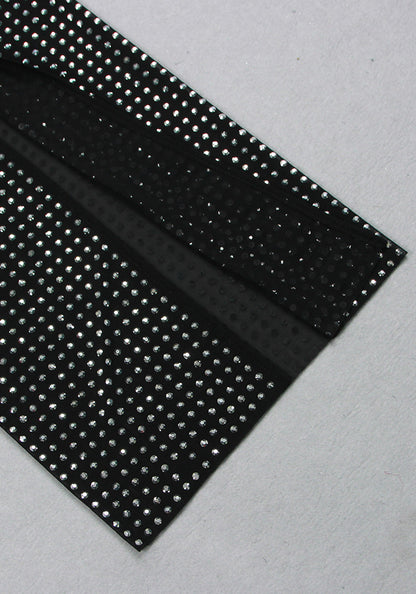 Long Sleeve Studded Mesh Maxi Dress Black HV9952