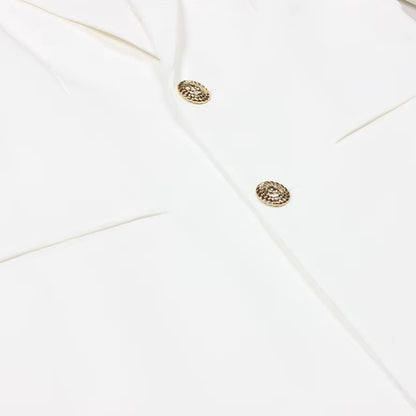 Long Sleeve Two Button Blazer White