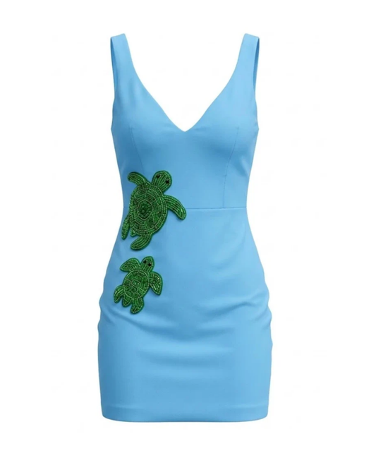 Embellished Turtle Corset Dress Blue HV3193