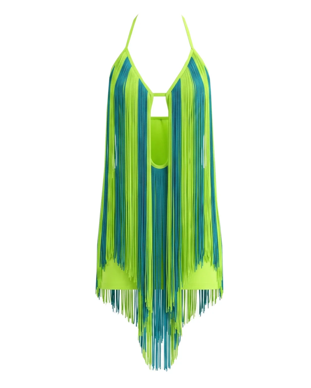 Halter Tassel Dress Green HV3210