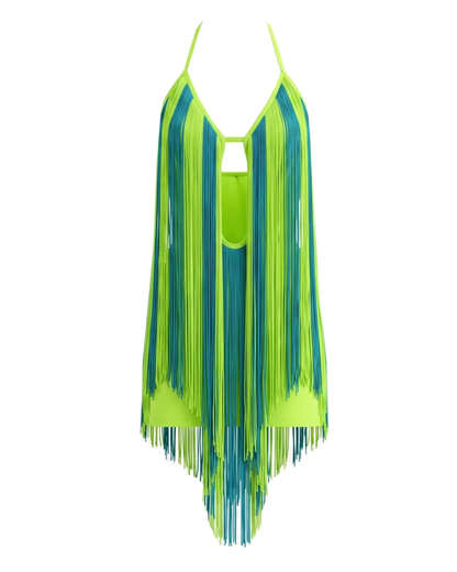 Halter Tassel Dress Green HV3210