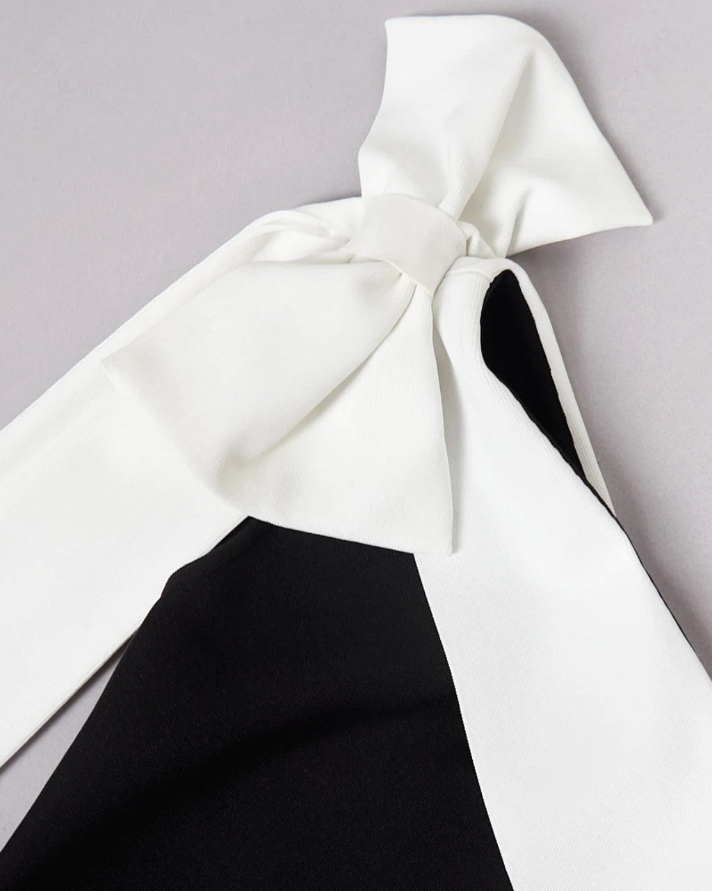 One Shoulder Bow Detail Midi Dress Black White