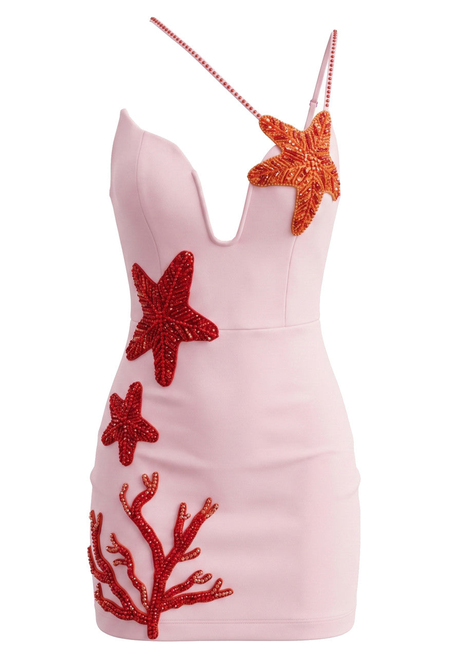 Embellished Star Detail Corset Dress Pink HV3145