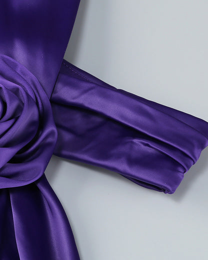 One Shoulder Floral Maxi Dress Purple HV1771
