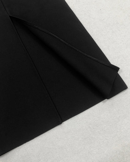 One Shoulder Pleated Ruffle Maxi Dress Black White