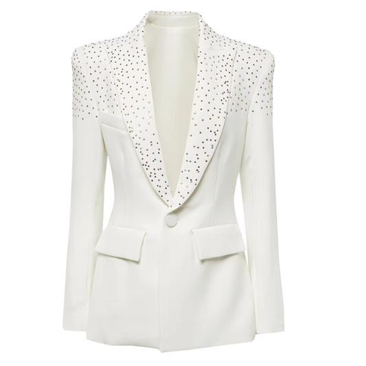 Long Sleeve Crystal Blazer White