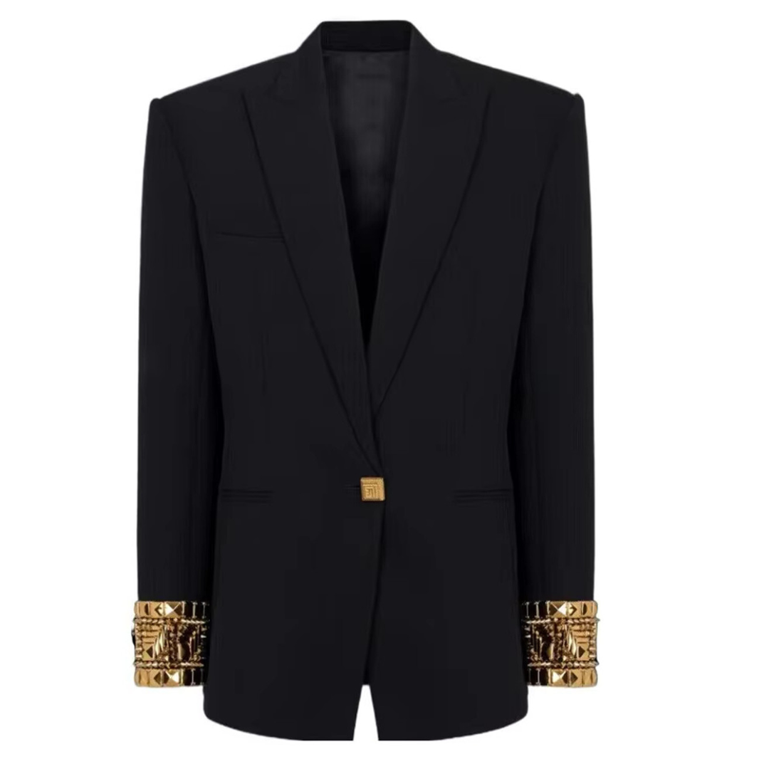 Long Sleeve Embellished Blazer Black