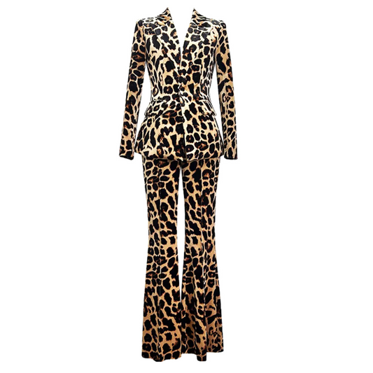 Long Sleeve Animal Print Suit