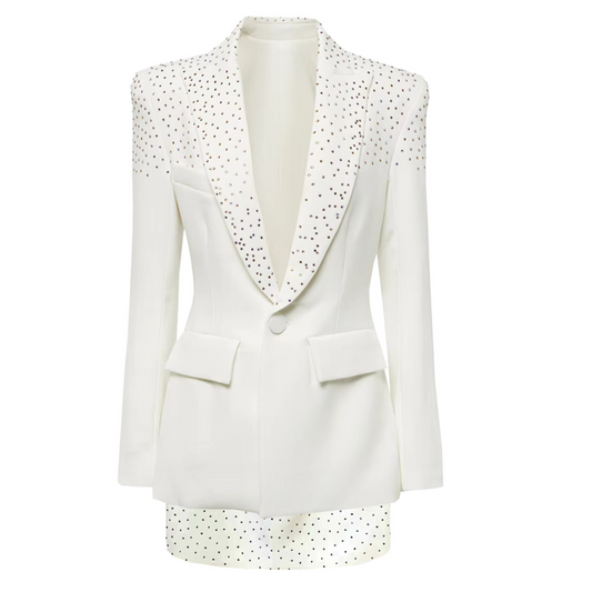 Long Sleeve Crystal Two Piece Set White