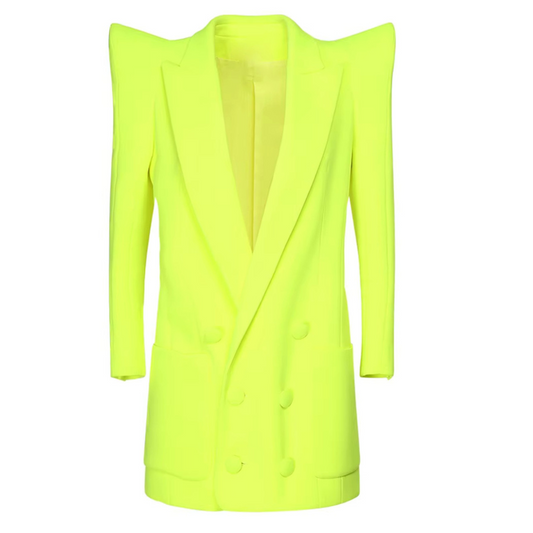 Long Sleeve Blazer Dress Neon