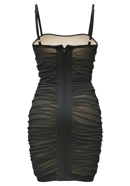 Ruched Mesh Dress Black HV2791