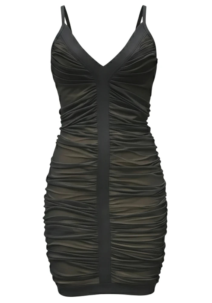 Ruched Mesh Dress Black HV2791