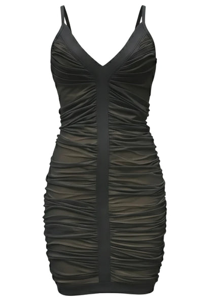 Ruched Mesh Dress Black HV2791