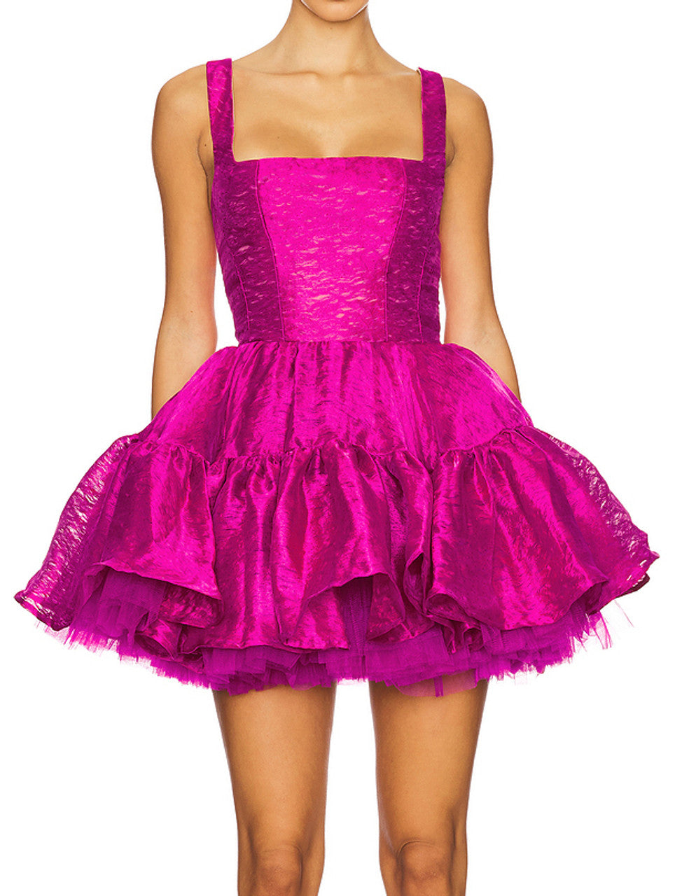 Ruffle A Line Dress Hot Pink