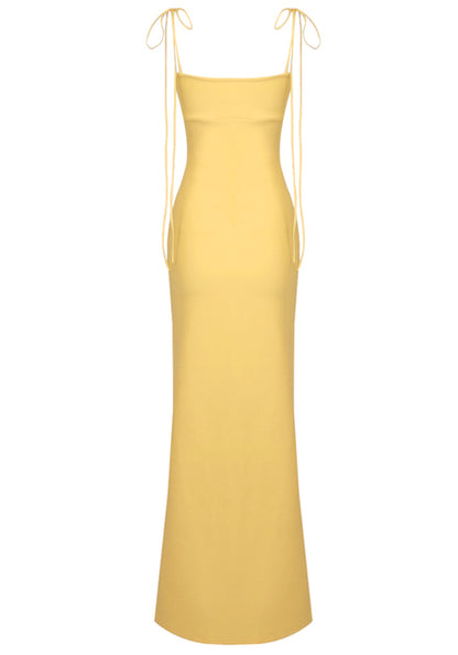 Scalloped Bustier Maxi Dress Yellow