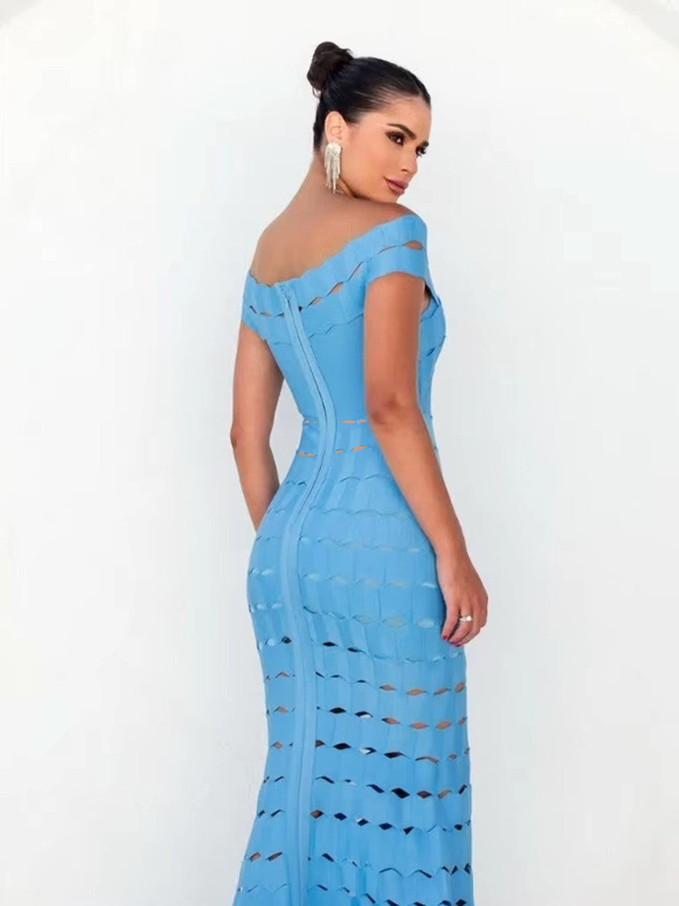 Scalloped Fluted Midi Dress
