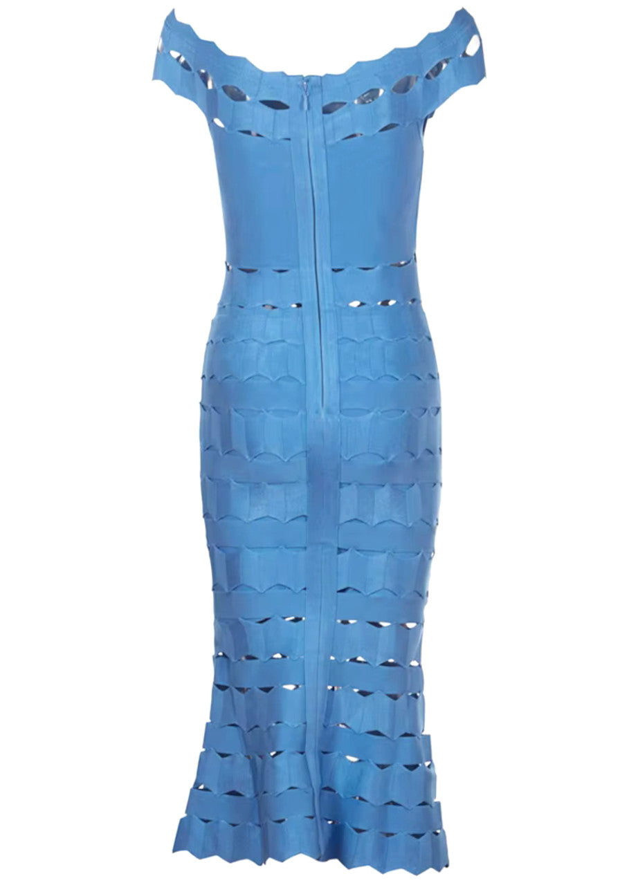 Scalloped Fluted Midi Dress