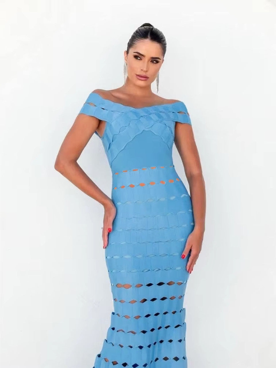 Scalloped Fluted Midi Dress