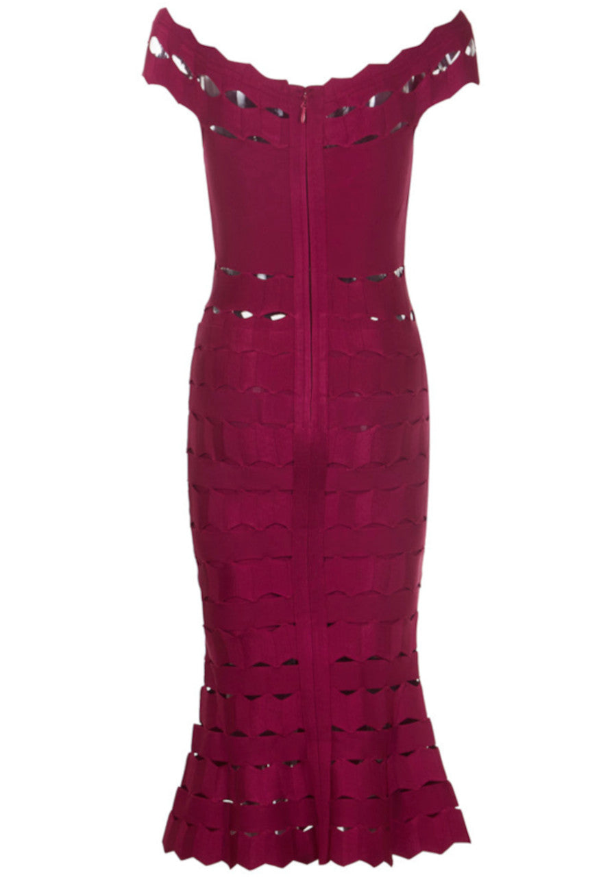 Scalloped Fluted Midi Dress