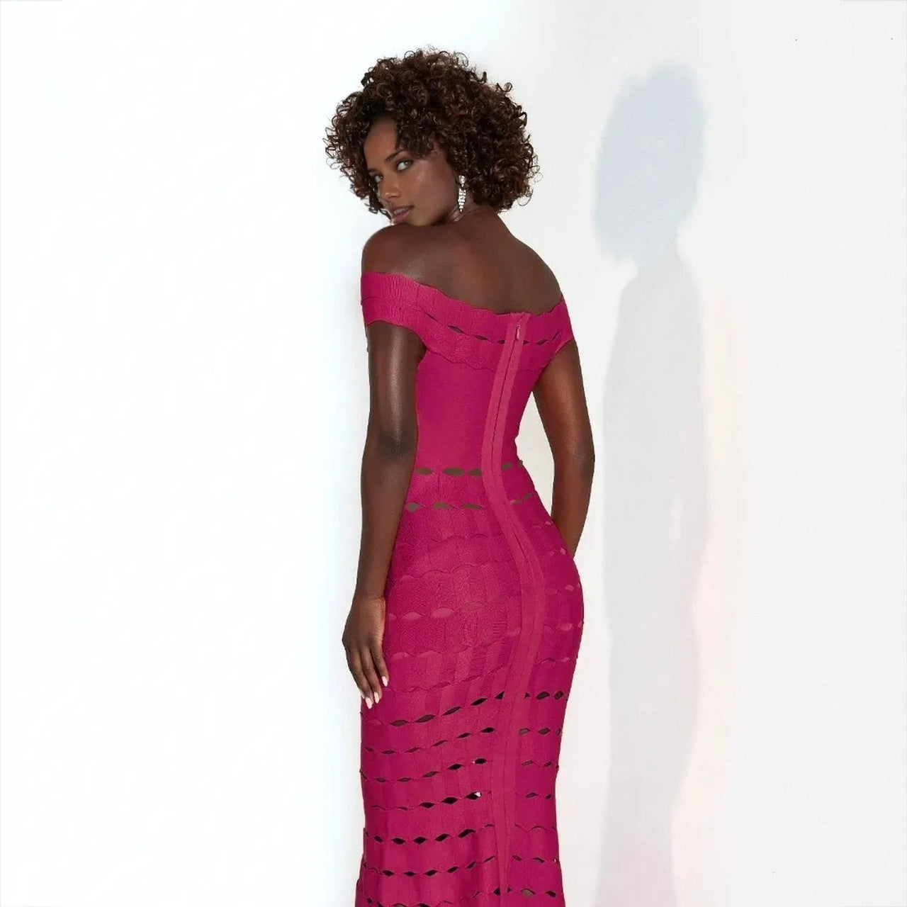 Scalloped Fluted Midi Dress