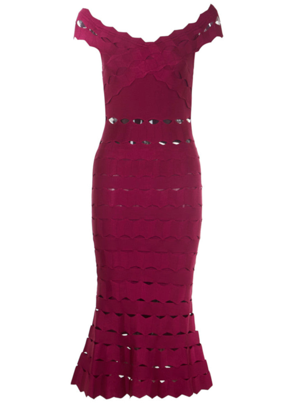 Scalloped Fluted Midi Dress