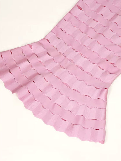Scalloped Fluted Midi Dress
