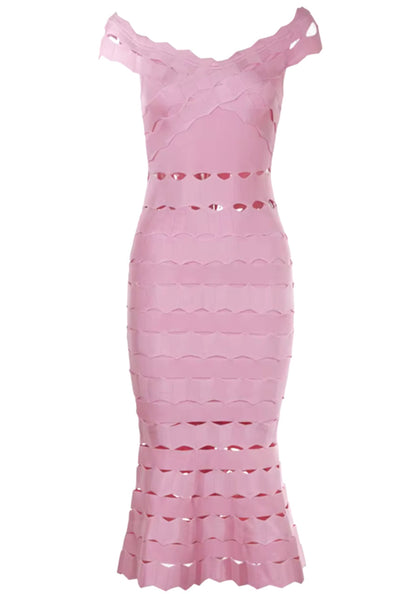 Scalloped Fluted Midi Dress