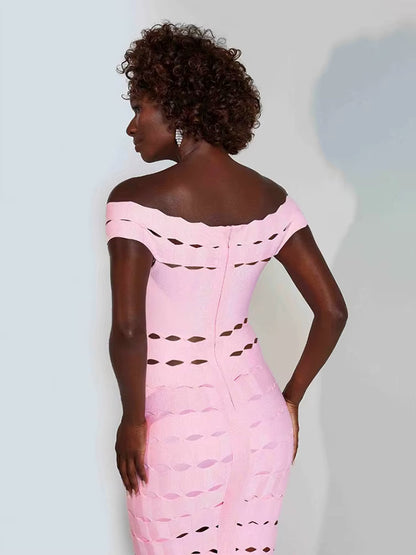 Scalloped Fluted Midi Dress