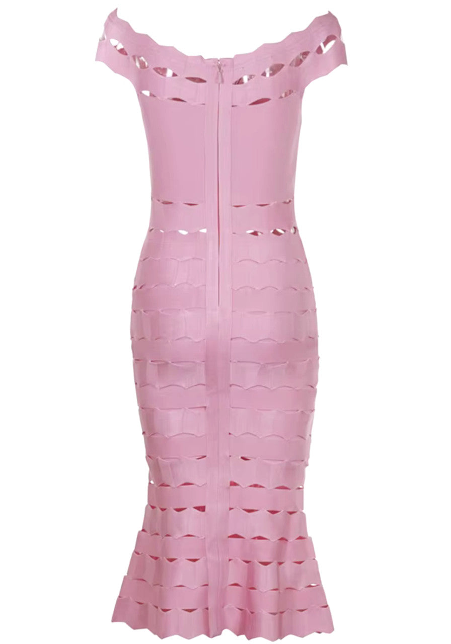 Scalloped Fluted Midi Dress