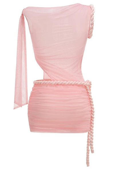 Draped Cut Out Dress Pink HV2879