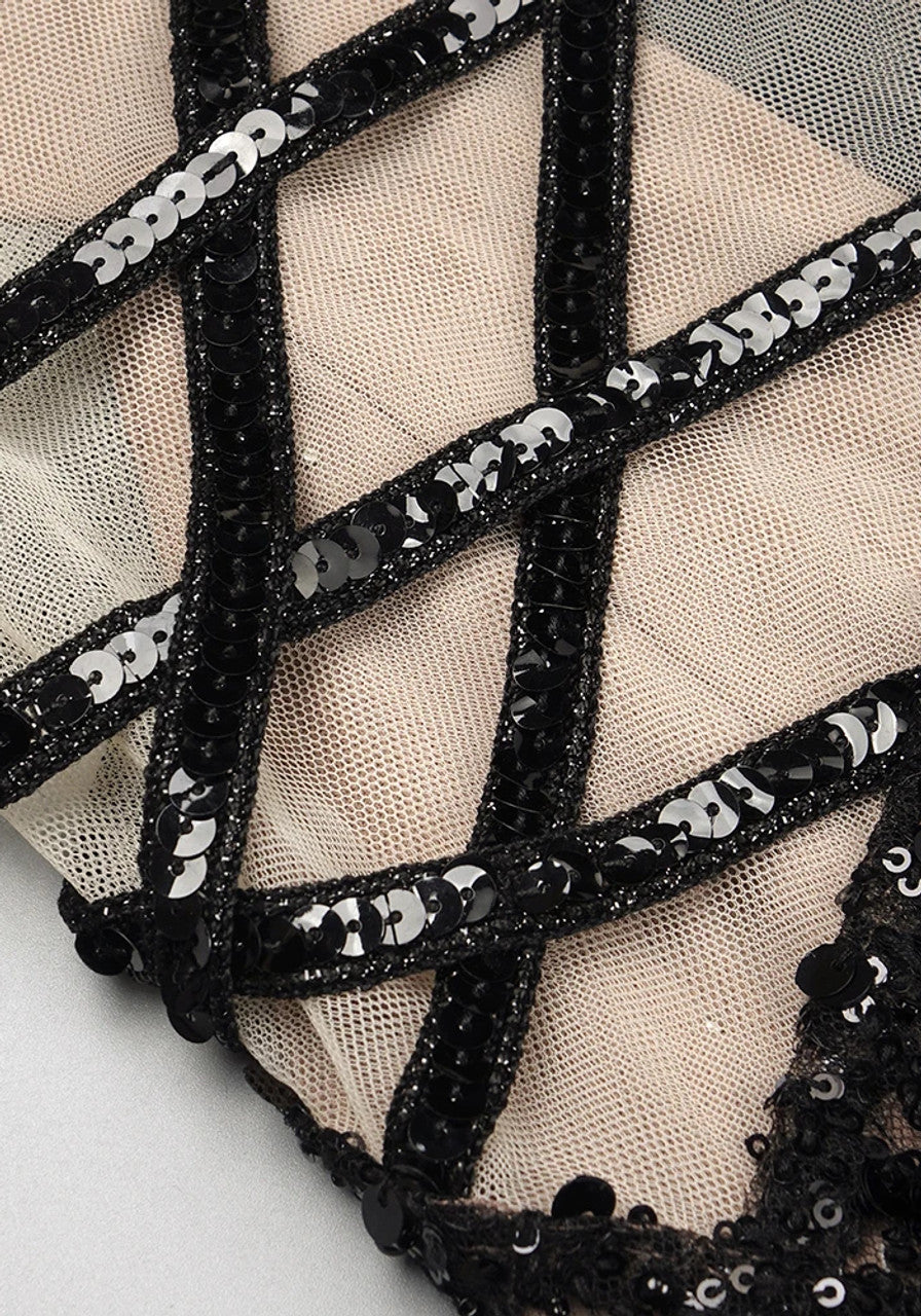 Sequin Embellished Maxi Dress Black HV1103