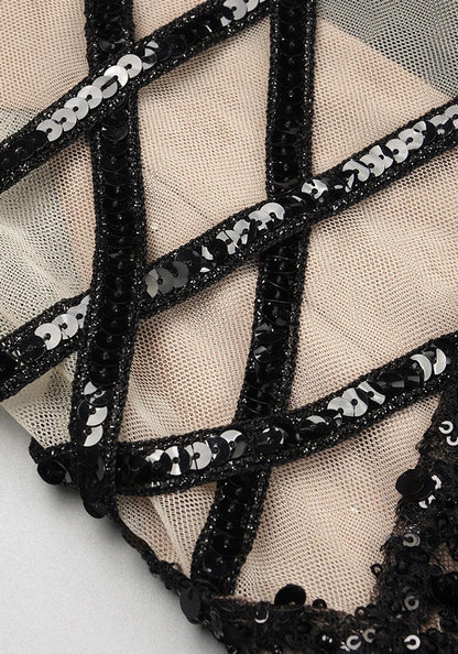 Sequin Embellished Maxi Dress Black HV1103