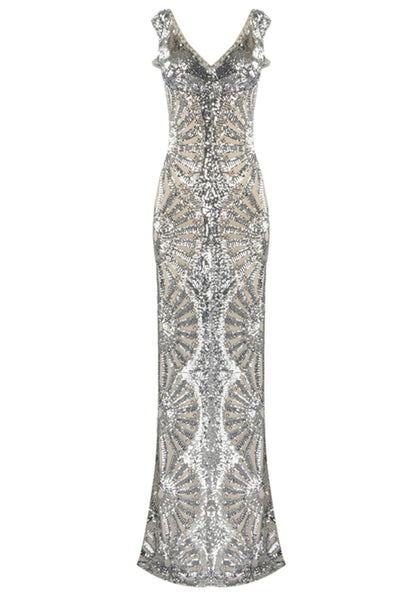 Sequin Maxi Dress Silver