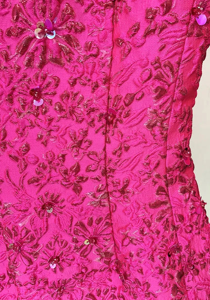 Short Sleeve Floral Dress Hot Pink HV2593