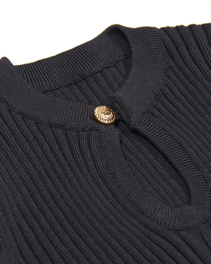 Short Sleeve A Line Knitted Dress