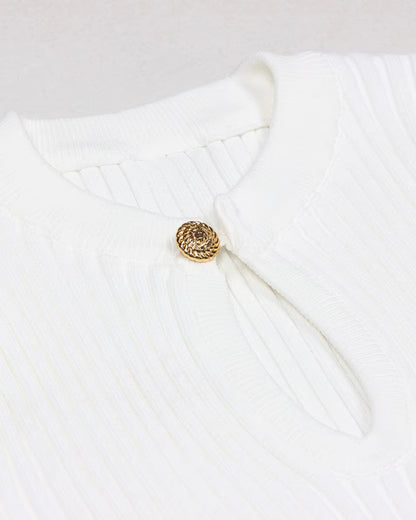 Short Sleeve A Line Knitted Dress
