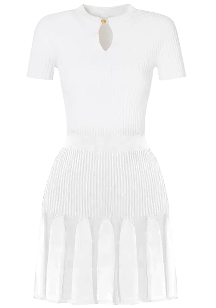 Short Sleeve A Line Knitted Dress
