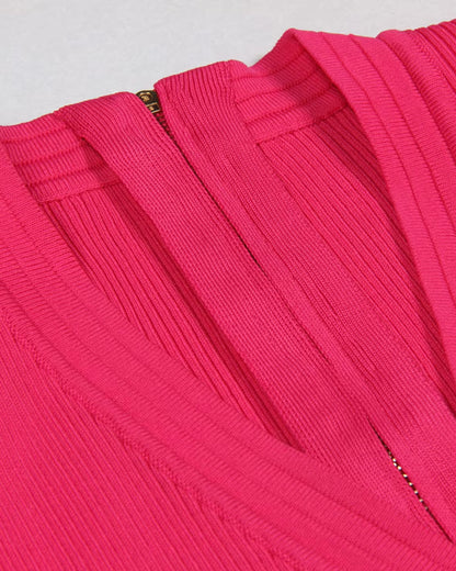 Short Sleeve Ribbed Knitted Dress