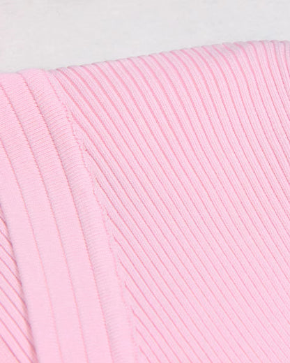 Short Sleeve Ribbed Knitted Dress