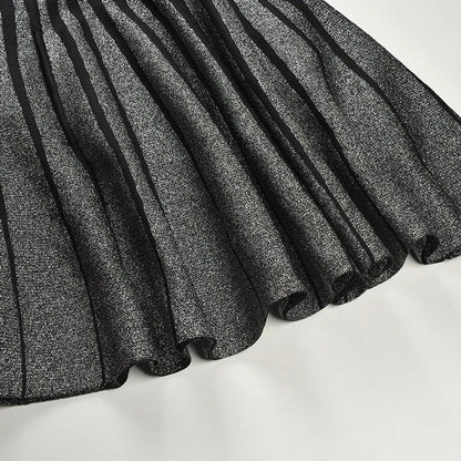 Sparkly Stripes A Line Dress Black