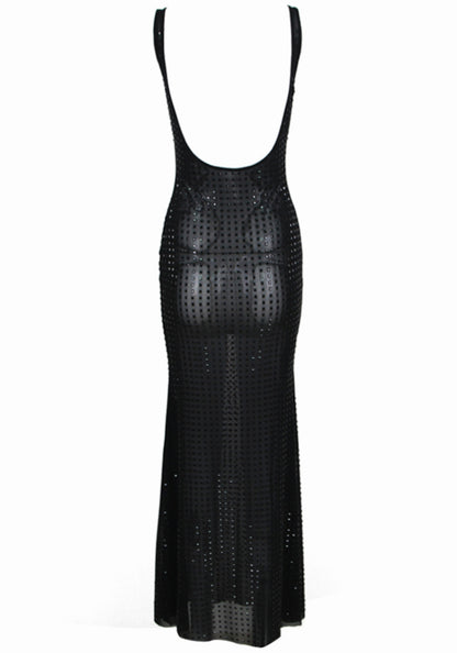 Backless Sparkly Maxi Dress Black