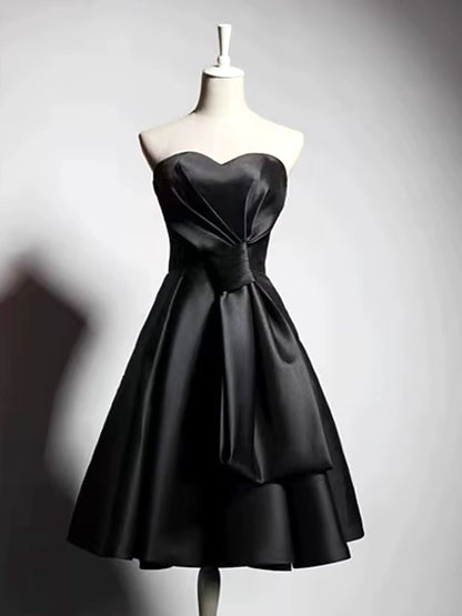 Strapless Bow Detail Corset A Line Dress Black