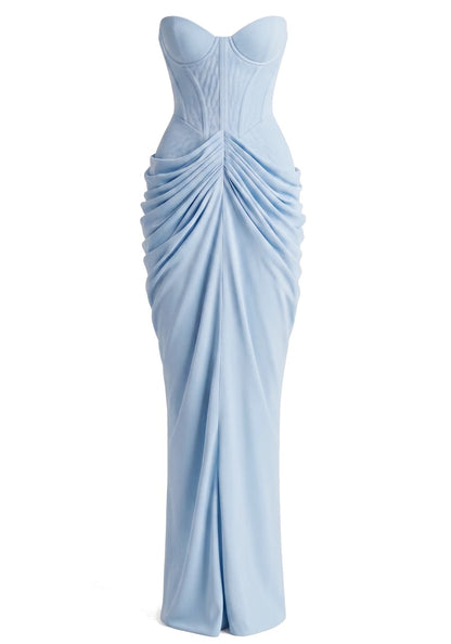 Strapless Bustier Draped Corset Maxi Dress HV3187