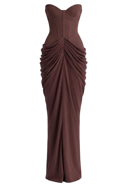 Strapless Bustier Draped Corset Maxi Dress HV3187
